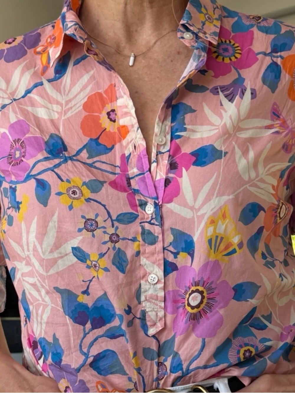 JCrew Bright Floral Button-Up Shirt in Pink & Blue size M / 12